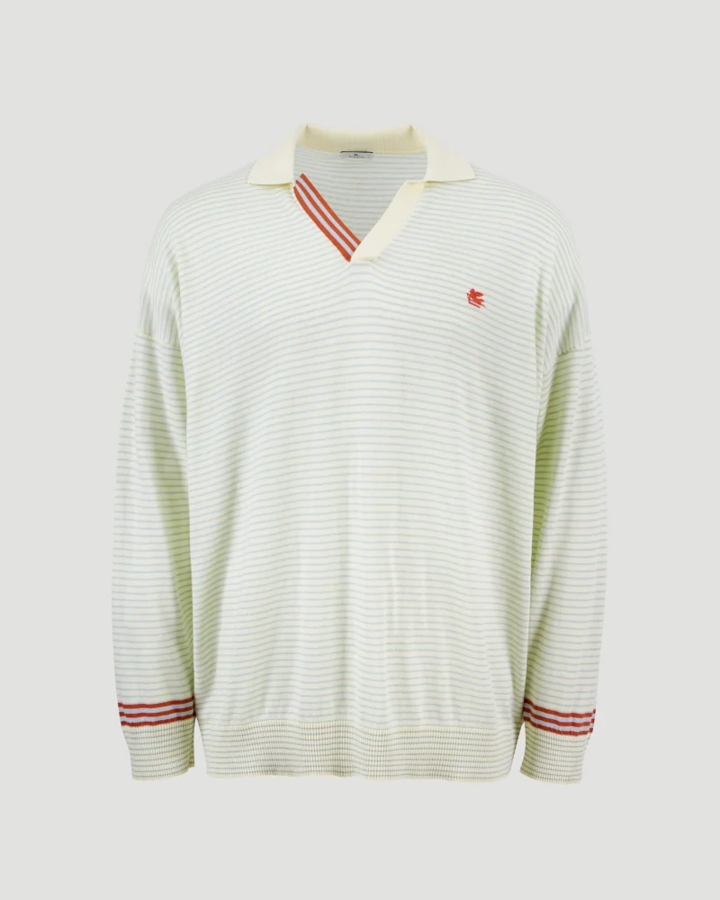 Striped Polo Shirt with Logo
