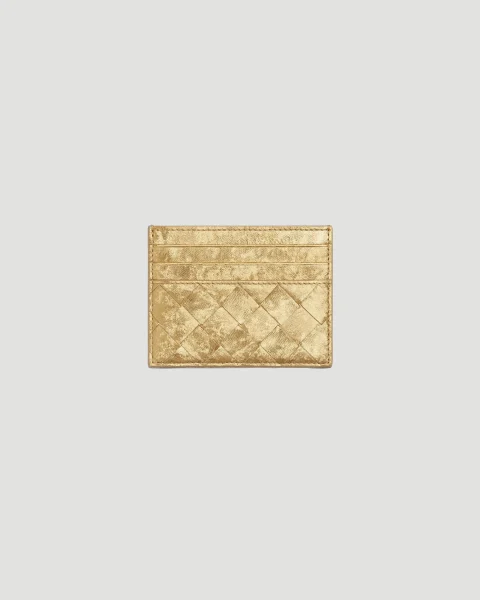 Intrecciato Credit Card Case in Gold — снимка 2