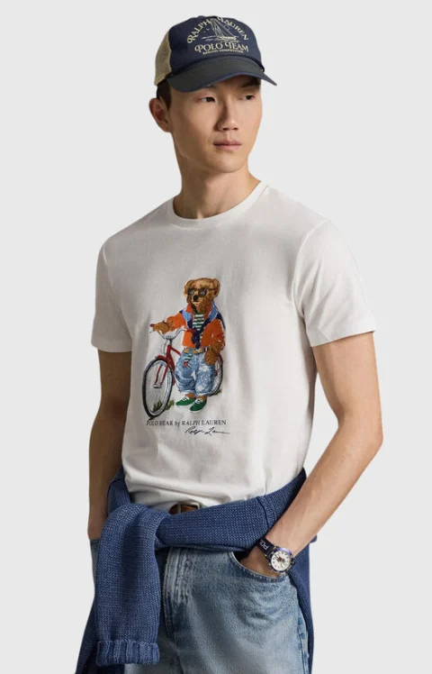 Бяла тениска с принт POLO BEAR