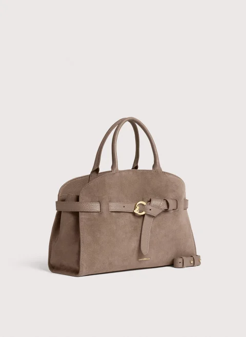 Велурена чанта Coccinelle Sabine Medium Warm Taupe — снимка 2