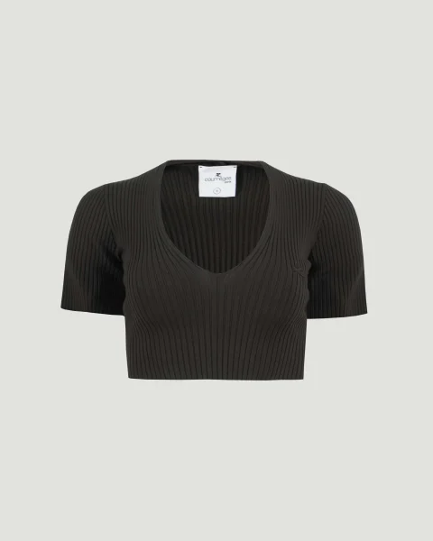 Cropped Sweater in Dark Brown