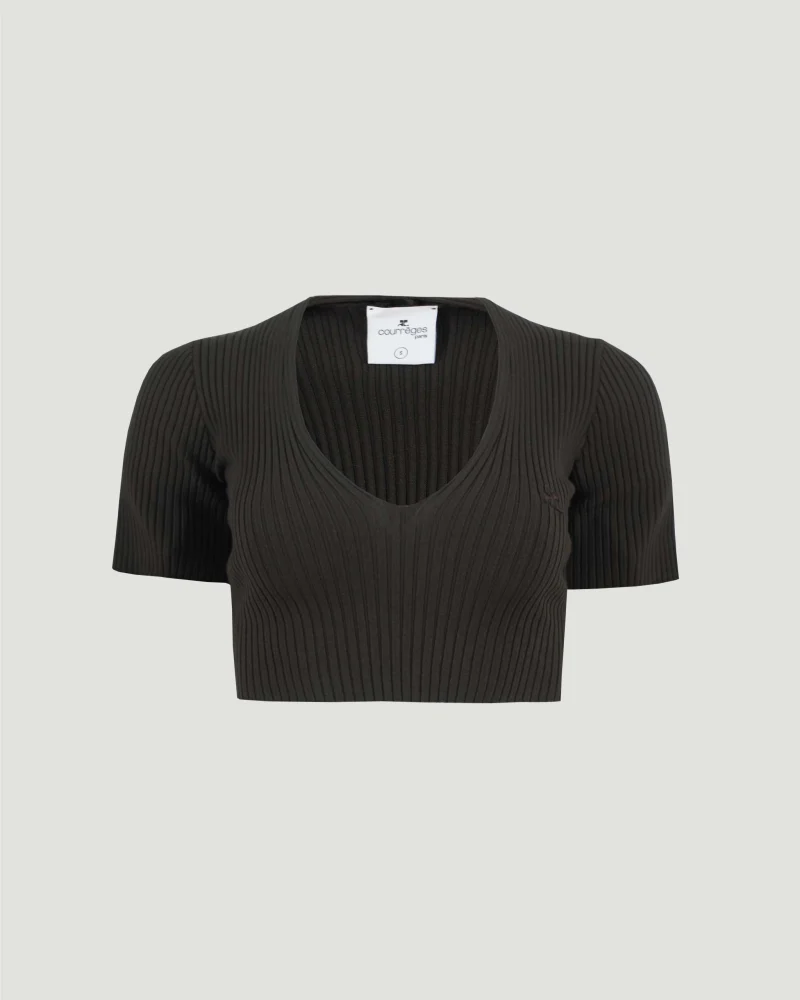 Cropped Sweater in Dark Brown