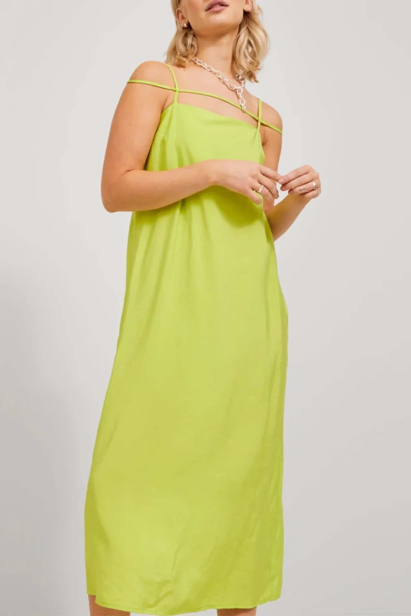 Рокля Jxwillow Long Strap Dress 12235207 13-0550 TCX lime punch — снимка 2