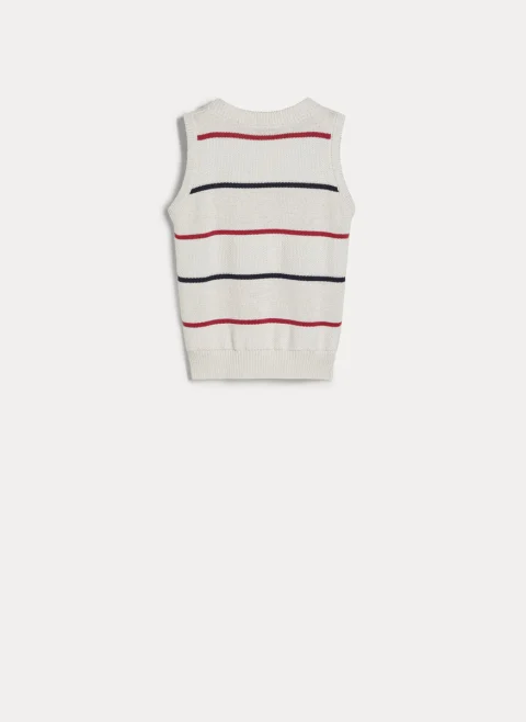 Раиран пуловер без ръкав Brunello Cucinelli Kids 4-6 — снимка 2