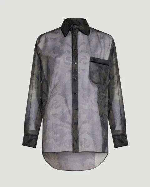 Silk Shirt with Print in Grey