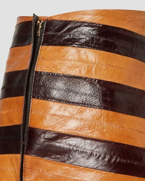 Two-Tone Chevron Hagfish Leather Skirt — снимка 3