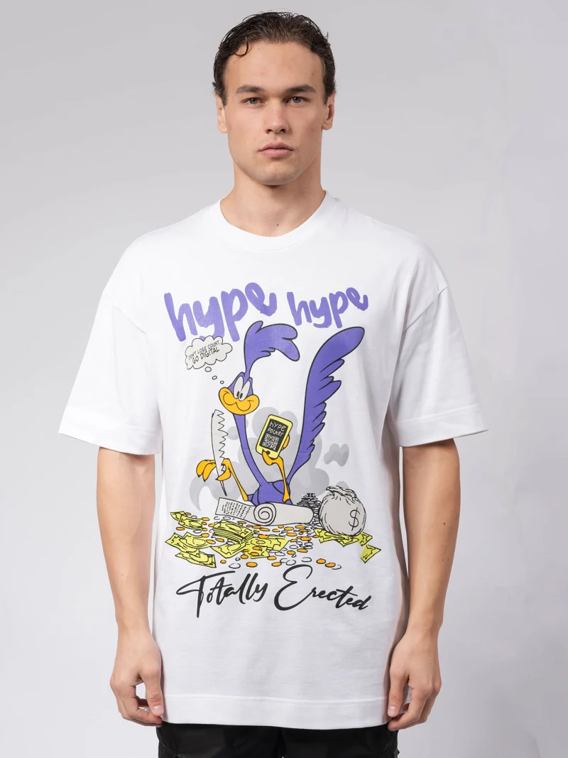 Бяла овърсайз тениска TOTALLY x hype
