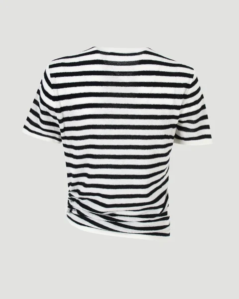 Stripe Knit Ruched Orbit Tee — снимка 3