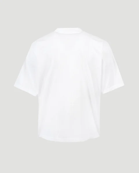 White Cotton T-Shirt with Wrinkled Logo — снимка 3