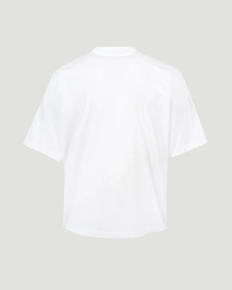 White Cotton T-Shirt with Wrinkled Logo — снимка 3