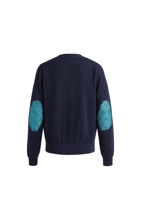 Glitter V-Neck Sweater in Navy — снимка 2