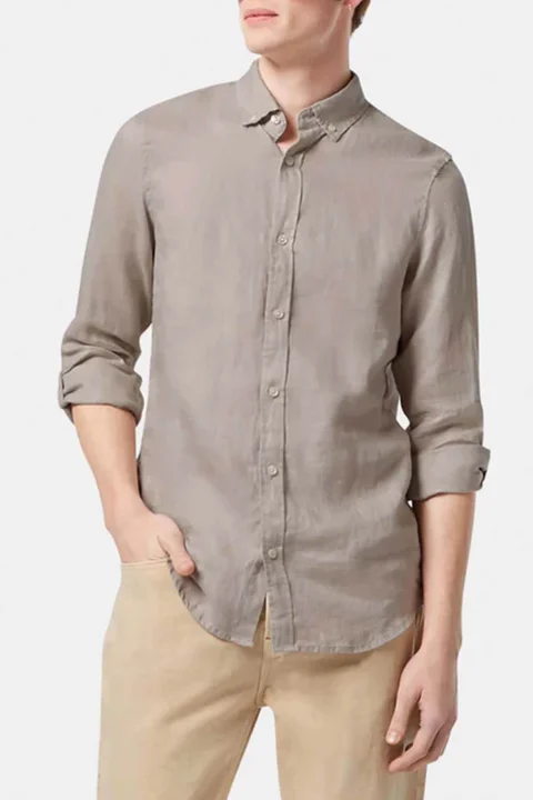 Риза Regular Fit Linen 180016 SC030 highway grey — снимка 2