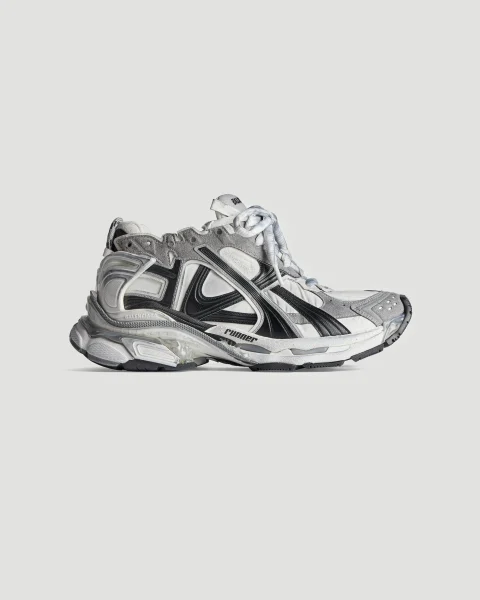 Runner Sneaker in Grey, White and Black
