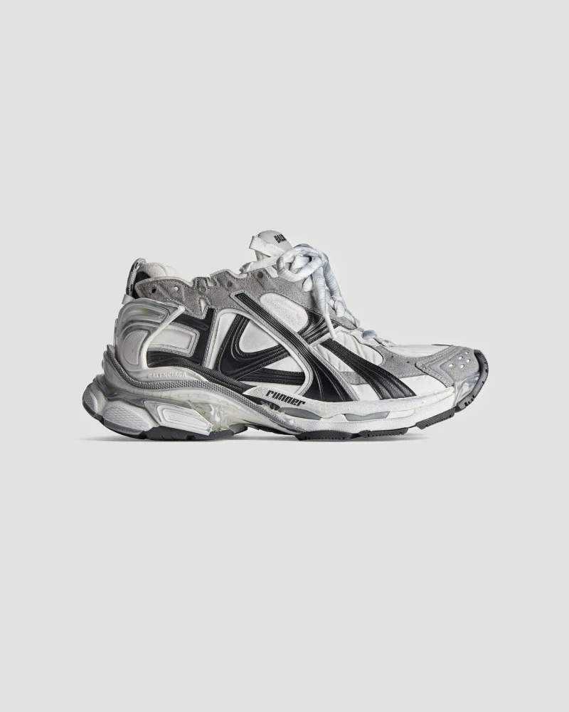 Runner Sneaker in Grey, White and Black