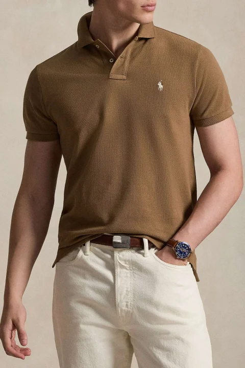 Polo Basic Mesh-Ssl-Knt 710680784521 200 brown — снимка 2