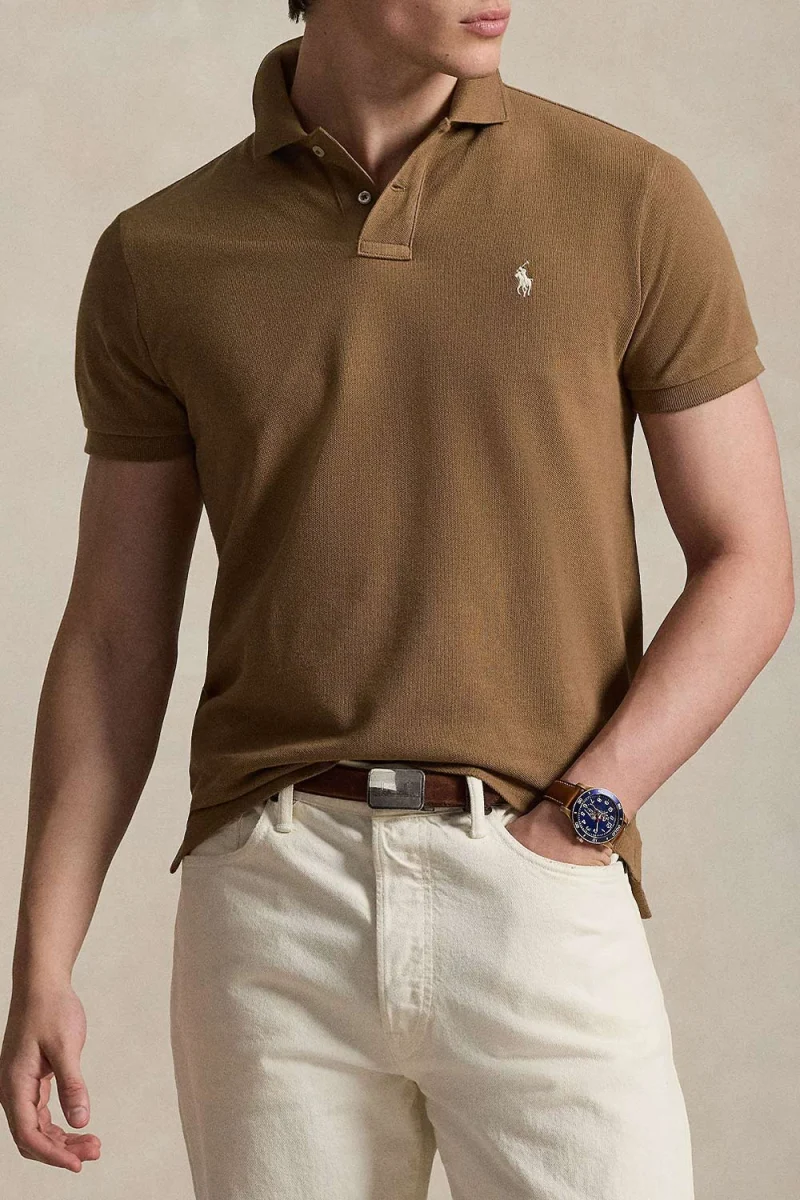 Polo Basic Mesh-Ssl-Knt 710680784521 200 brown — снимка 2