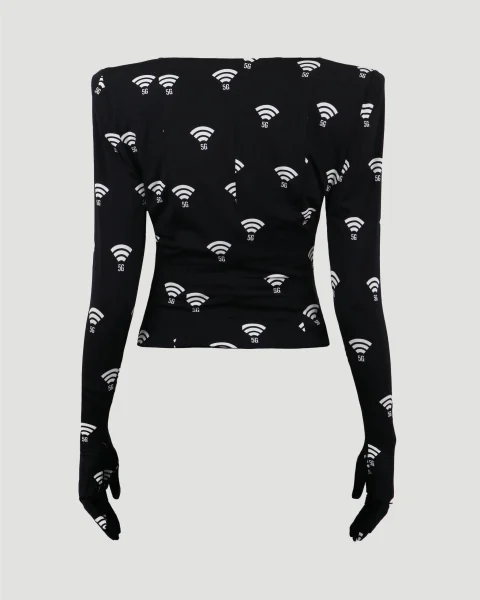 5 G Jersey Top in Black — снимка 3
