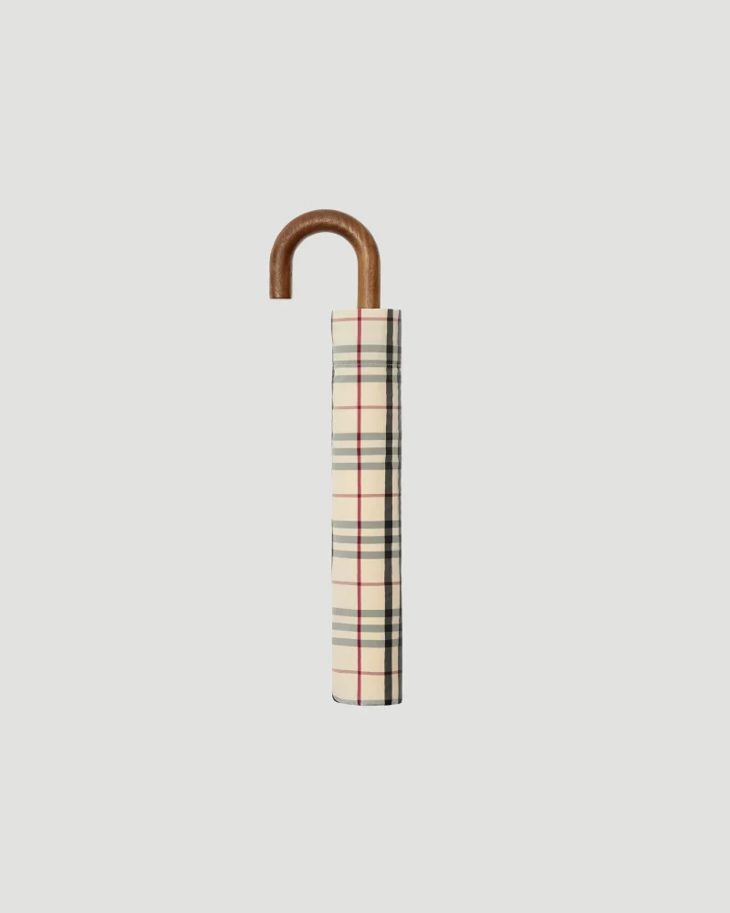 Vintage-Check Folding Umbrella