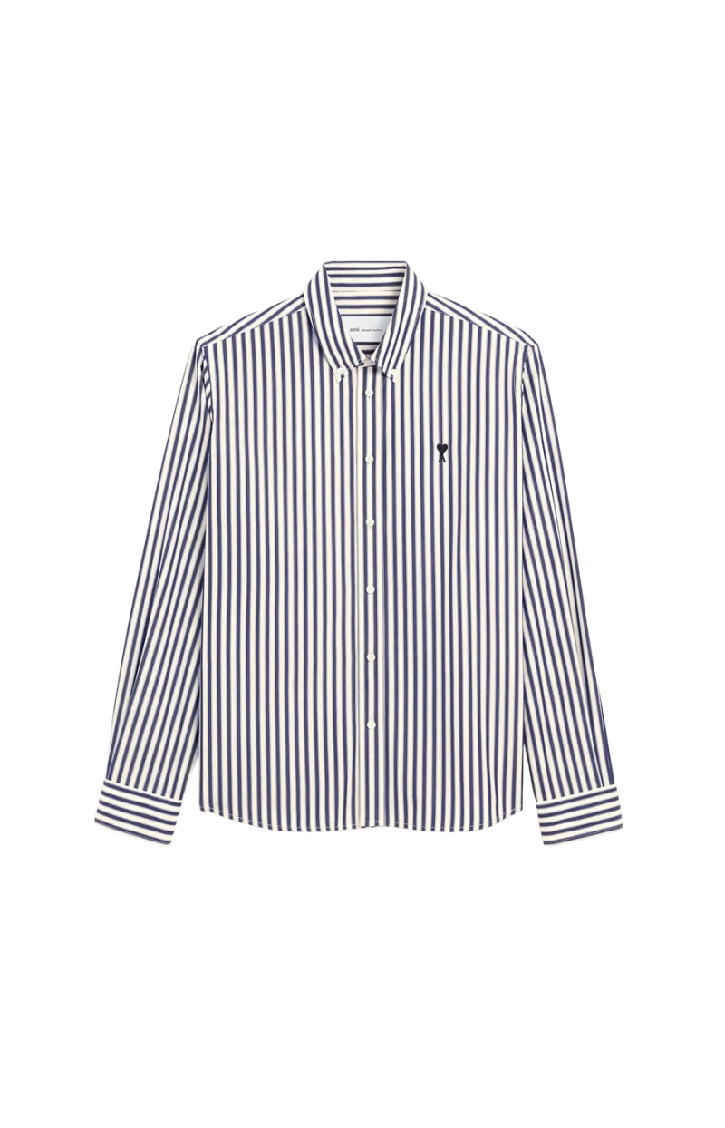 Striped Cotton Shirt with Ami de Coeur in Blue