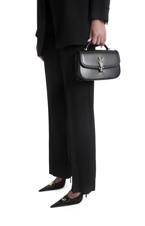 Solferino Small Top Handle Bag in Box Leather in Black — снимка 2