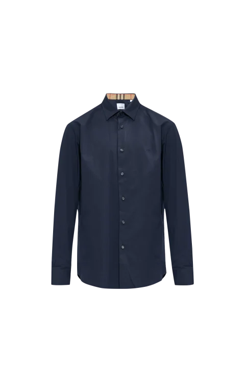 Stretch Cotton Shirt in Navy
