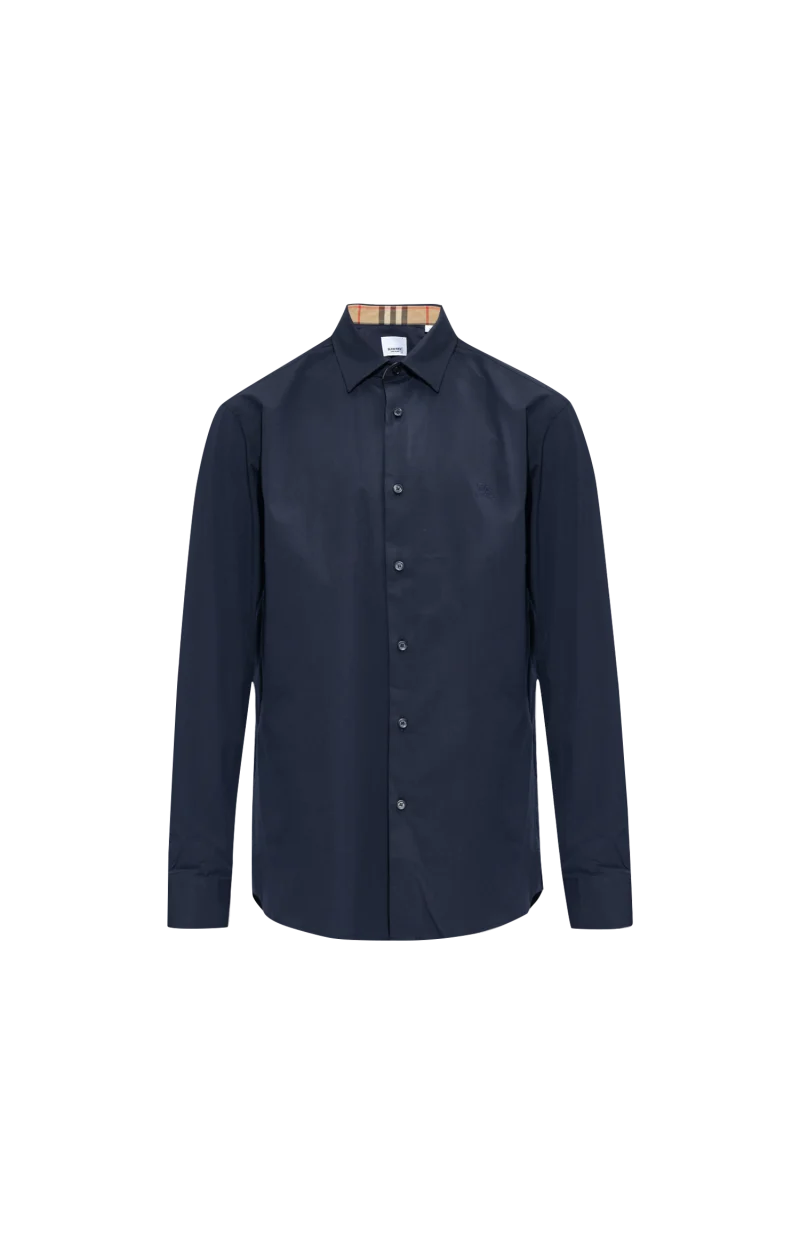 Stretch Cotton Shirt in Navy