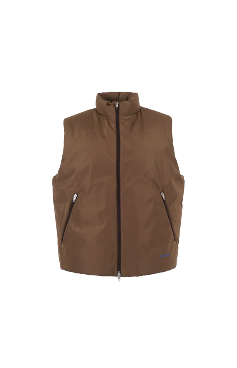 Padded Taffeta Gilet in Brown