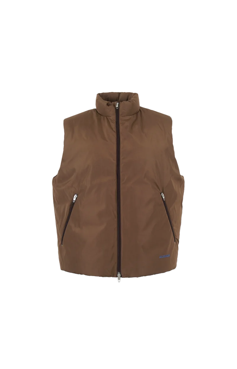 Padded Taffeta Gilet in Brown