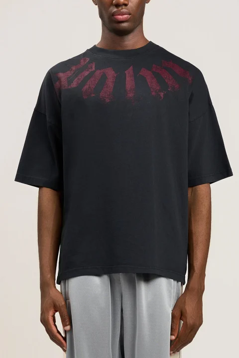 T-Shirt Big Neck Logo Loose PMAA10DS26JER002 1028-black burgundy — снимка 2