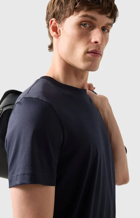 Памучна тениска с мини лого детайл — снимка 5