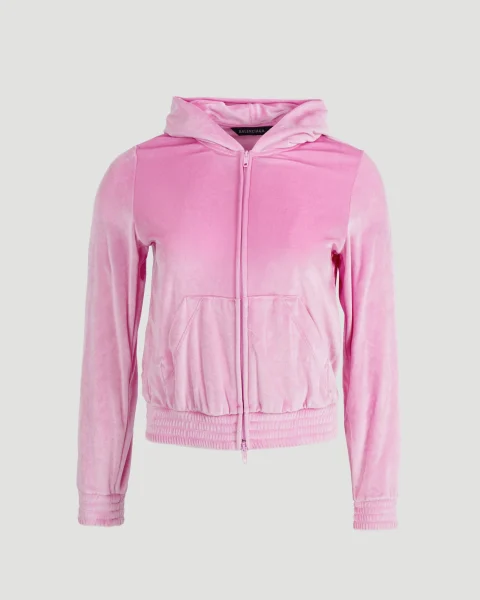 BB Paris Strass Zip-Up Hoodie Fitted in Pink