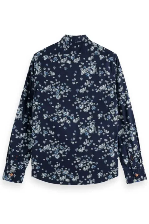 Риза Slim-Fit Printed Poplin Shirt 171623 SC5719 blue fireworks — снимка 2