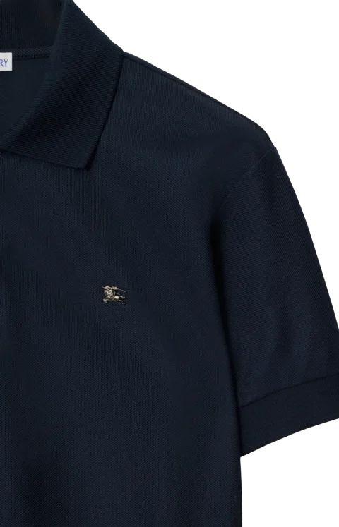 Metal Knight Cotton Polo Shirt in Navy — снимка 3
