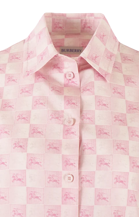 Cropped EKD Checkerboard Cotton Shirt — снимка 2