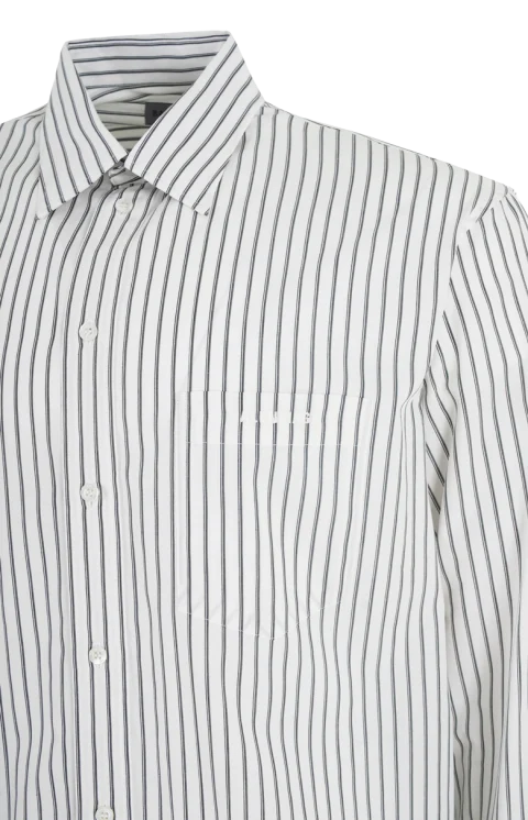 Striped Cotton Shirt in White — снимка 2