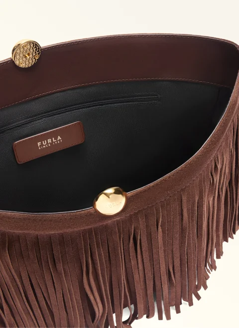 Велурена чанта Furla Sfera Toni Cioccolato L — снимка 3
