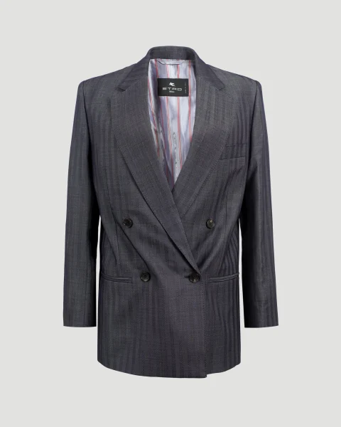 Pinstripe Blazer in Grey
