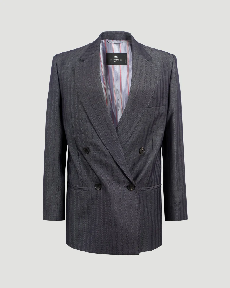 Pinstripe Blazer in Grey