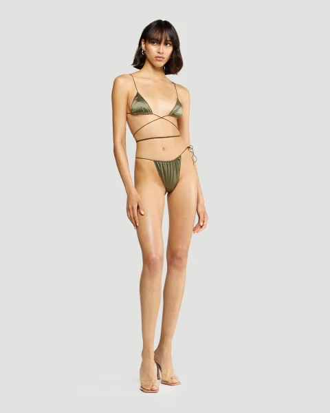 Satin Microkini in Green — снимка 2