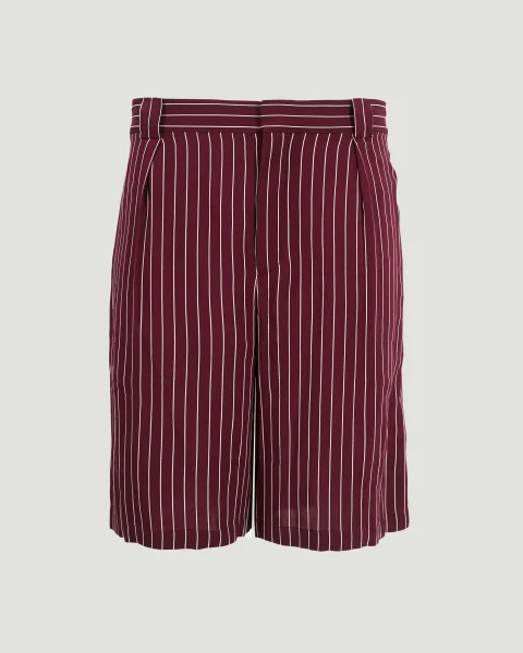Striped Bermuda Shorts in Burgundy