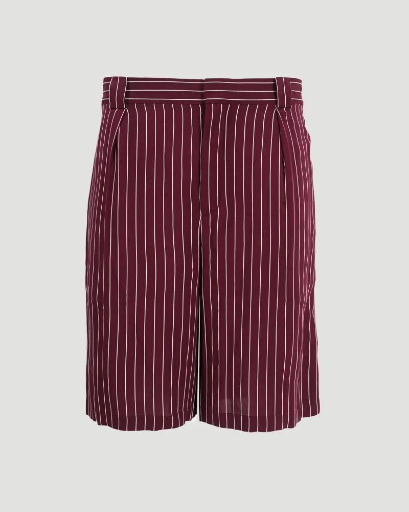 Striped Bermuda Shorts in Burgundy