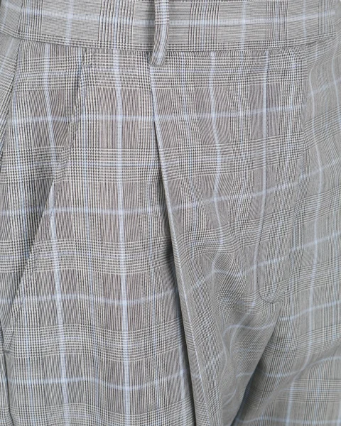 Wool Peg Trousers in Grey and Blue — снимка 5