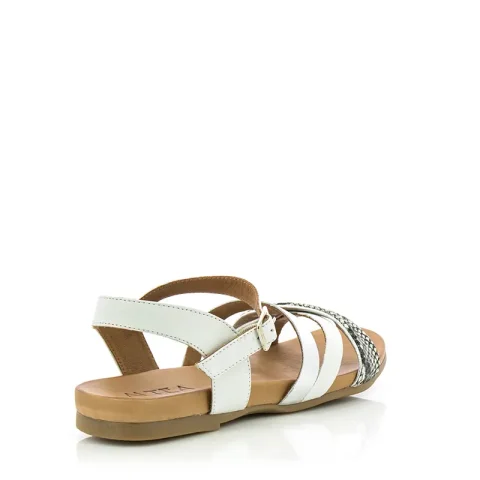 Дамски Равни Сандали ALTEA – 030-13-1-0049 OFF WHITE-MTLC SILVER — снимка 2