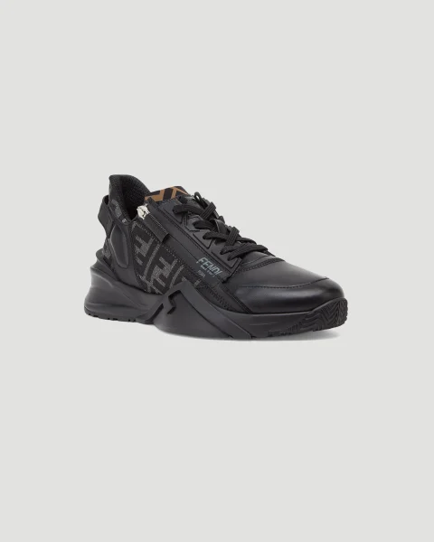 Fendi Flow Black Leather Low-Tops — снимка 2