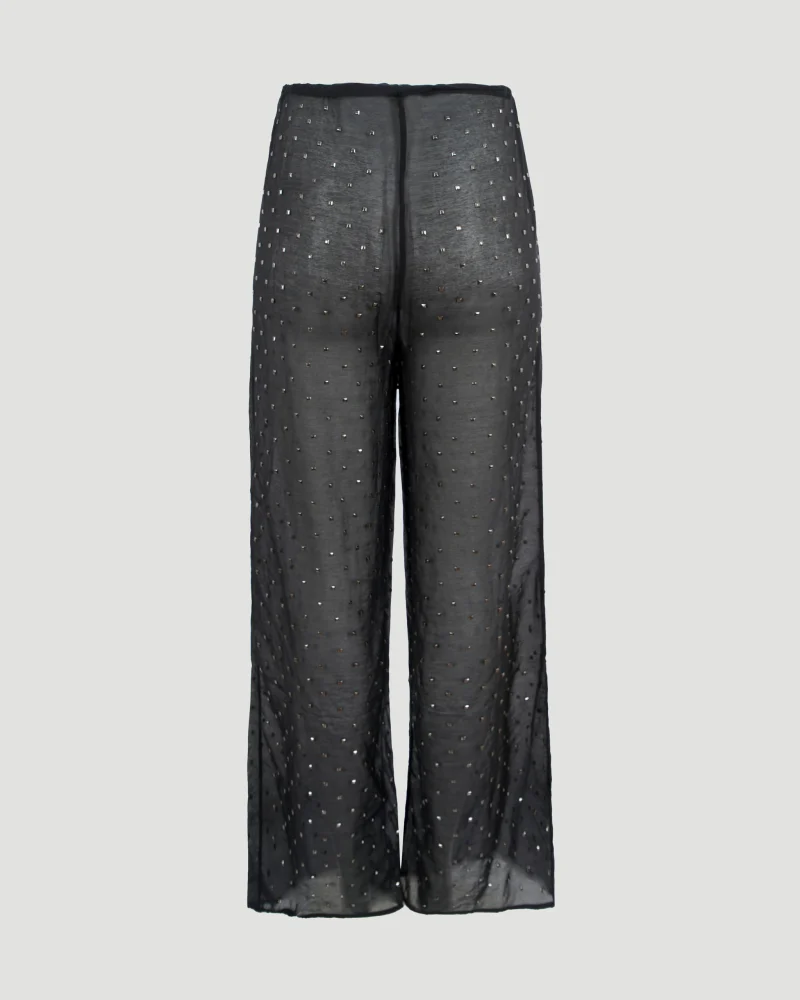 Stud-Embellished Pants in Black — снимка 3