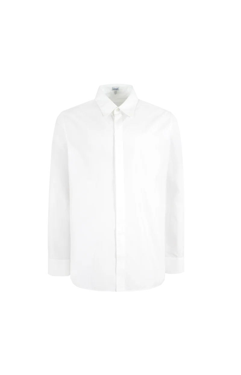 Lightweight Cotton Poplin Shirt in White