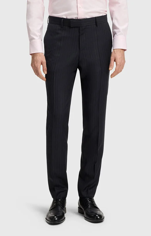 Вълнен слим костюм с микро райе — снимка 2