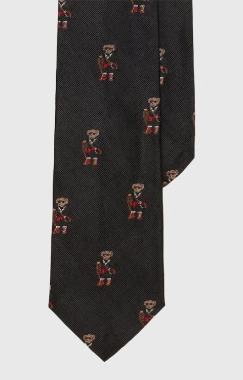 Копринена вратовръзка с Polo Bear бродерия