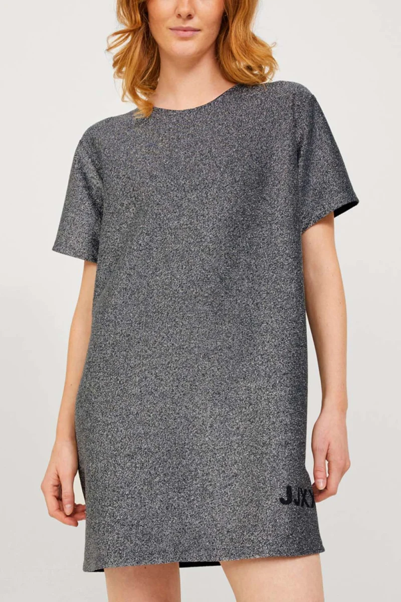 Рокли Jxannabel Ss Loose Every Glitter Dress 12221900 14-5002 TCX Silver — снимка 2