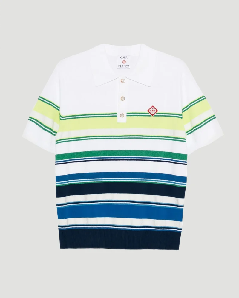 Gradient Stripe Short Sleeve Polo Shirt